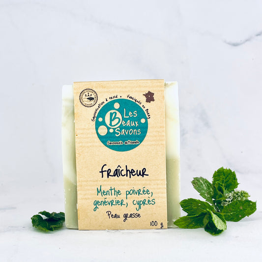 Savon menthe poivrée, genévrier et cyprès - Fraîcheur / Les Beaux Savons